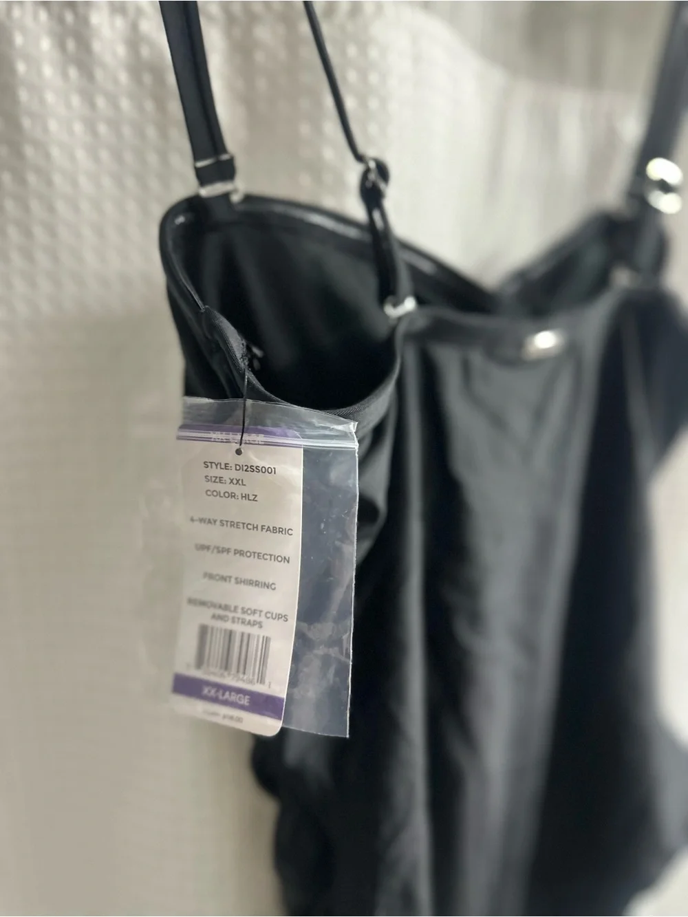 DKNY Swimsuit Black Bandeau Adjustable Strap Tummy Control One Piece XXL 2XL - Picture 7 of 8